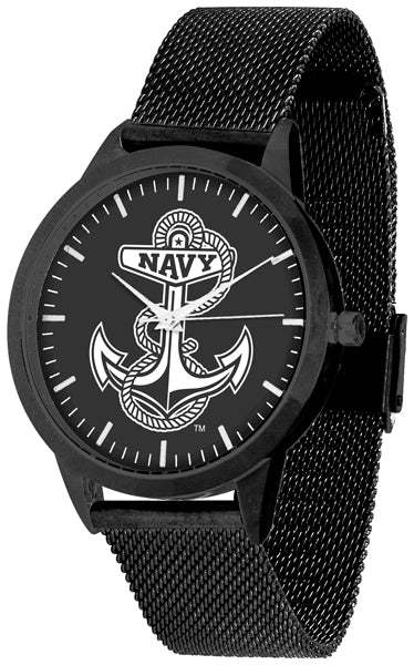Navy Midshipmen Statement Mesh Band Unisex Watch - Black - Black Dial