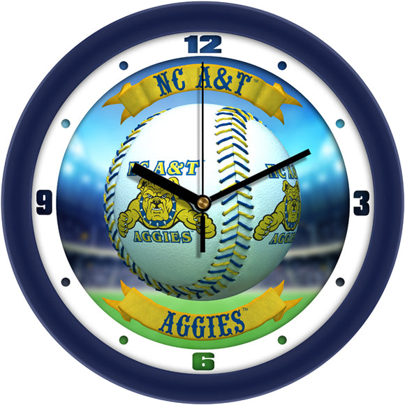 North Carolina A&T Wall Clock - Baseball Home Run