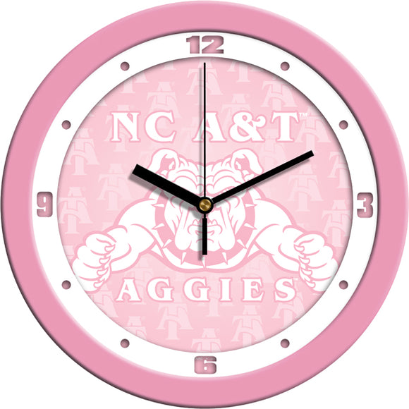 North Carolina A&T Wall Clock - Pink