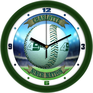 Charlotte 49ers Wall Clock - Baseball Home Run