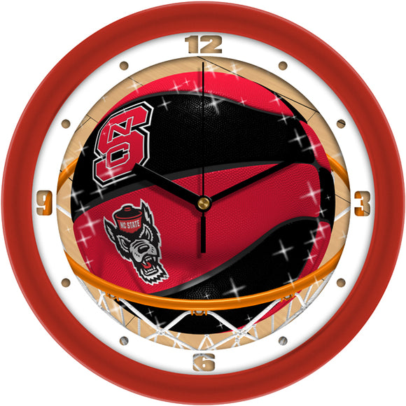 North Carolina State Wall Clock - Basketball Slam Dunk