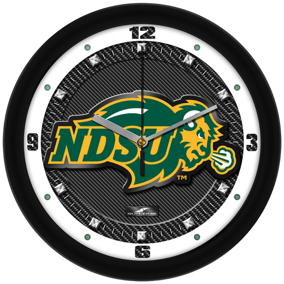 North Dakota State Wall Clock - Carbon Fiber Textured