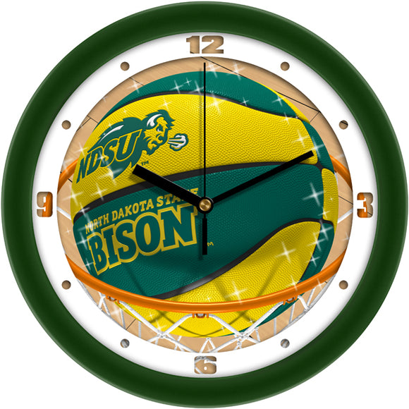 North Dakota State Wall Clock - Basketball Slam Dunk