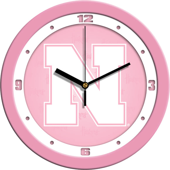 Nebraska Cornhuskers Wall Clock - Pink