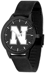 Nebraska Cornhuskers Statement Mesh Band Unisex Watch - Black - Black Dial