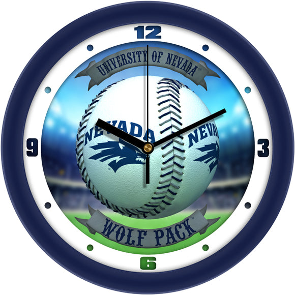 Nevada Wolfpack Wall Clock - Baseball Home Run