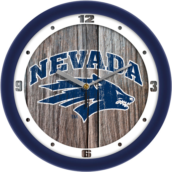 Nevada Wolfpack Wall Clock - Weathered Wood