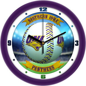 Northern Iowa Wall Clock - Baseball Home Run