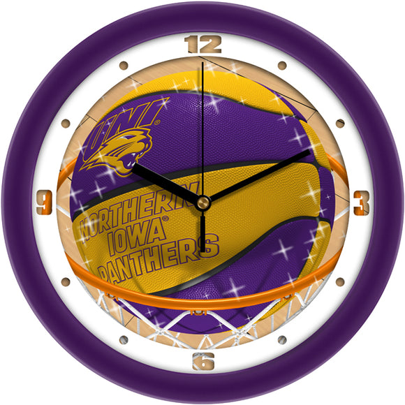 Northern Iowa Wall Clock - Basketball Slam Dunk