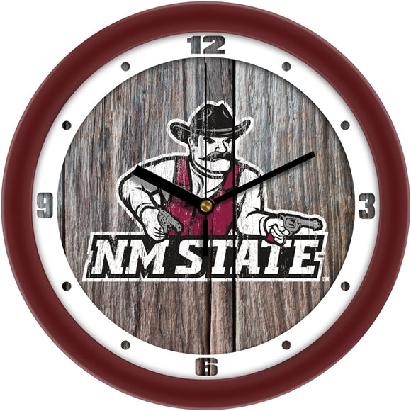 New Mexico State Wall Clock - Weathered Wood
