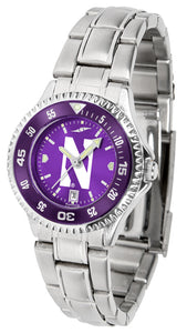 Northwestern Wildcats Competitor Steel Ladies Watch - AnoChrome - Color Bezel