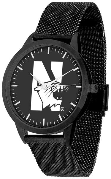 Northwestern Wildcats Statement Mesh Band Unisex Watch - Black - Black Dial