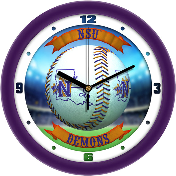Northwestern State Wall Clock - Baseball Home Run