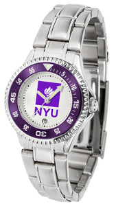 NYU Violets Competitor Steel Ladies Watch