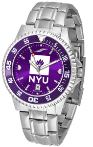NYU Violets Competitor Steel Men’s Watch - AnoChrome- Color Bezel