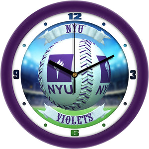 NYU Violets Wall Clock - Baseball Home Run