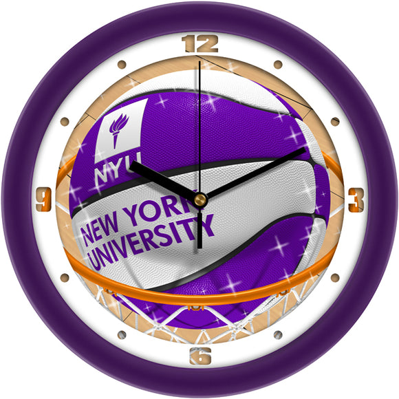 NYU Violets Wall Clock - Basketball Slam Dunk
