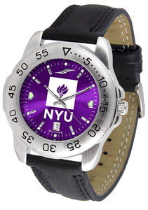 NYU Violets Sport Leather Men’s Watch - AnoChrome