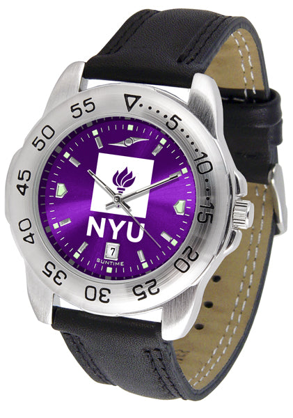 NYU Violets Sport Leather Men’s Watch - AnoChrome
