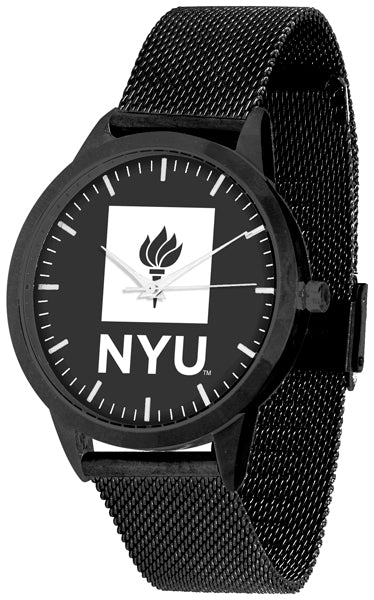 NYU Violets Statement Mesh Band Unisex Watch - Black - Black Dial