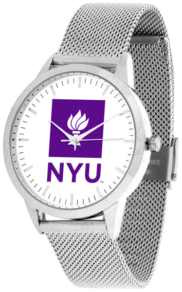 NYU Violets Statement Mesh Band Unisex Watch - Silver
