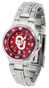 Oklahoma Sooners Competitor Steel Ladies Watch - AnoChrome - Color Bezel