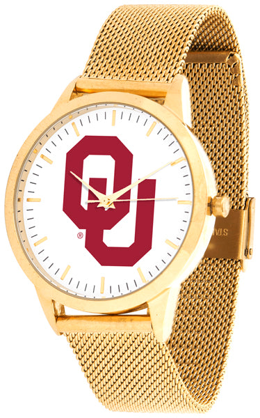 Oklahoma Sooners Statement Mesh Band Unisex Watch - Gold