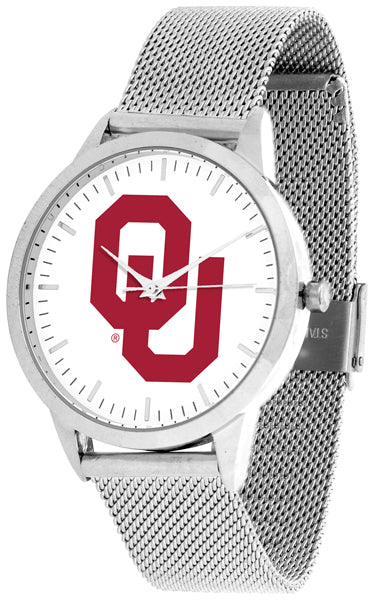 Oklahoma Sooners Statement Mesh Band Unisex Watch - Silver