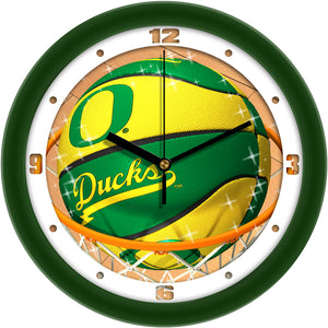Oregon Ducks Wall Clock - Basketball Slam Dunk