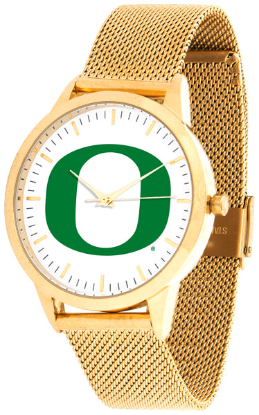 Oregon Ducks Statement Mesh Band Unisex Watch - Gold