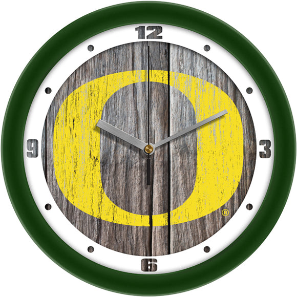 Oregon Ducks Wall Clock - Weathered Wood