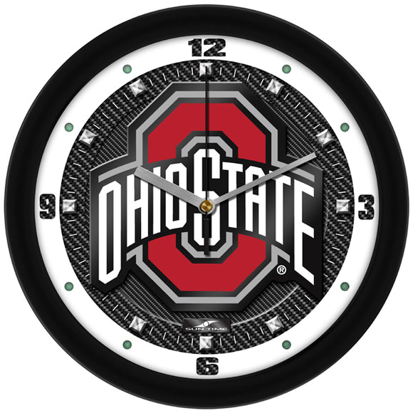 Ohio State Wall Clock - Carbon Fiber Textured