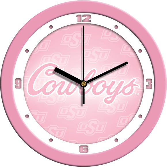 Oklahoma State Wall Clock - Pink