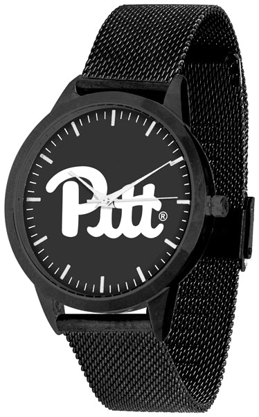 Pittsburgh Panthers Statement Mesh Band Unisex Watch - Black - Black Dial