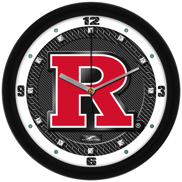 Rutgers Wall Clock - Carbon Fiber Textured