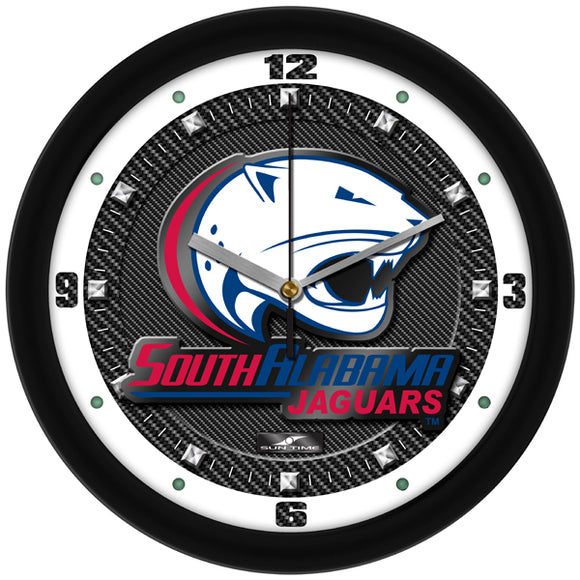 South Alabama Wall Clock - Carbon Fiber Textured