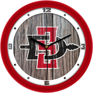 San Diego State Wall Clock - Weathered Wood