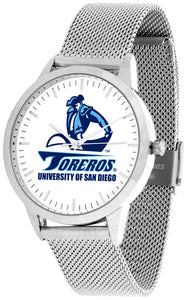 San Diego Toreros Statement Mesh Band Unisex Watch - Silver