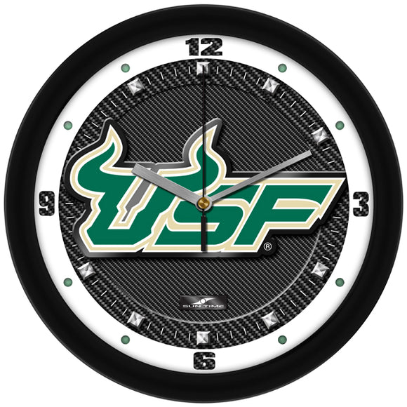 South Florida Bulls Wall Clock - Carbon Fiber Textured