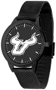 South Florida Bulls Statement Mesh Band Unisex Watch - Black - Black Dial