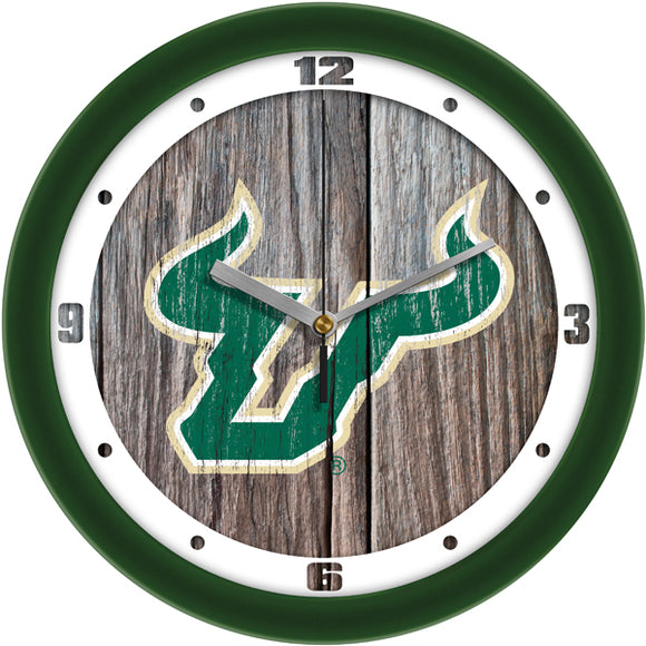 South Florida Bulls Wall Clock - Weathered Wood