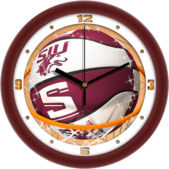 Southern Illinois Wall Clock - Basketball Slam Dunk