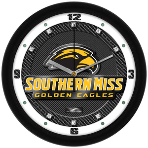 Southern Miss Wall Clock - Carbon Fiber Textured