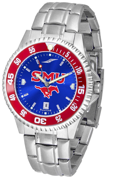 SMU Mustangs Competitor Steel Men’s Watch - AnoChrome- Color Bezel