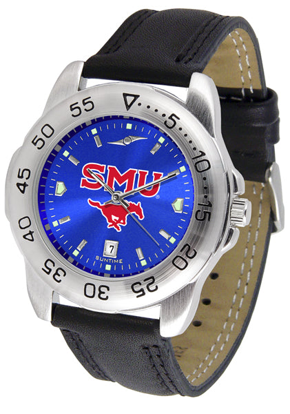 SMU Mustangs Sport Leather Men’s Watch - AnoChrome