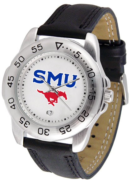 SMU Mustangs Sport Leather Men’s Watch
