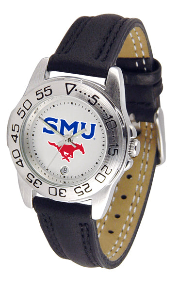 SMU Mustangs Sport Leather Ladies Watch