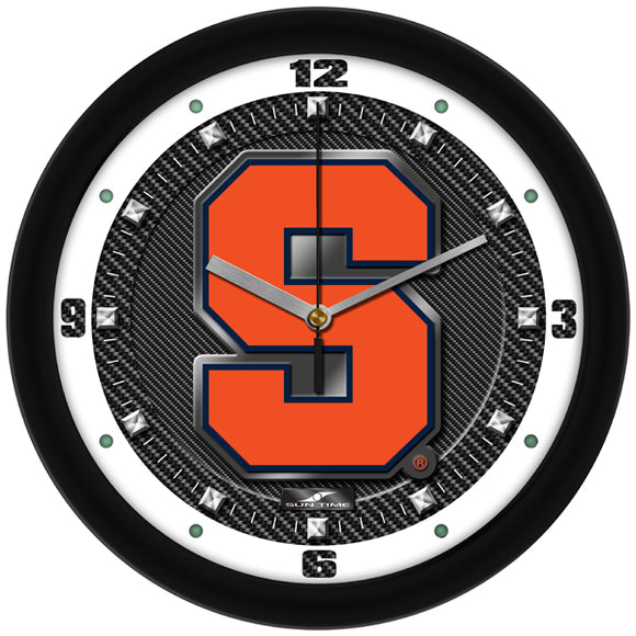 Syracuse Orange Wall Clock - Carbon Fiber Textured