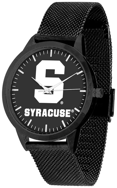 Syracuse Orange Statement Mesh Band Unisex Watch - Black - Black Dial