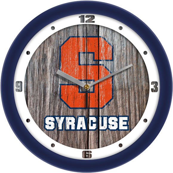Syracuse Orange Wall Clock - Weathered Wood